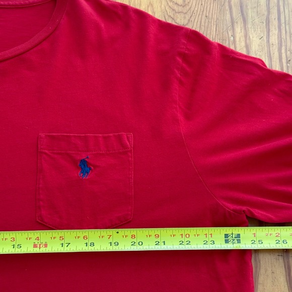 Polo Ralph Lauren Pocket T-Shirt Red Long sleeve Pony Logo Menswear - Picture 2 of 5